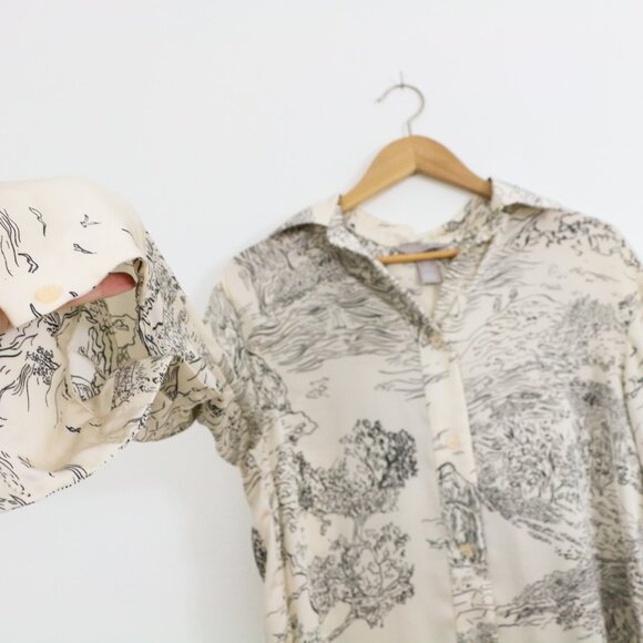 *H&M Cream Japan Print Oversized Shirt Dress - Picture 5 of 8